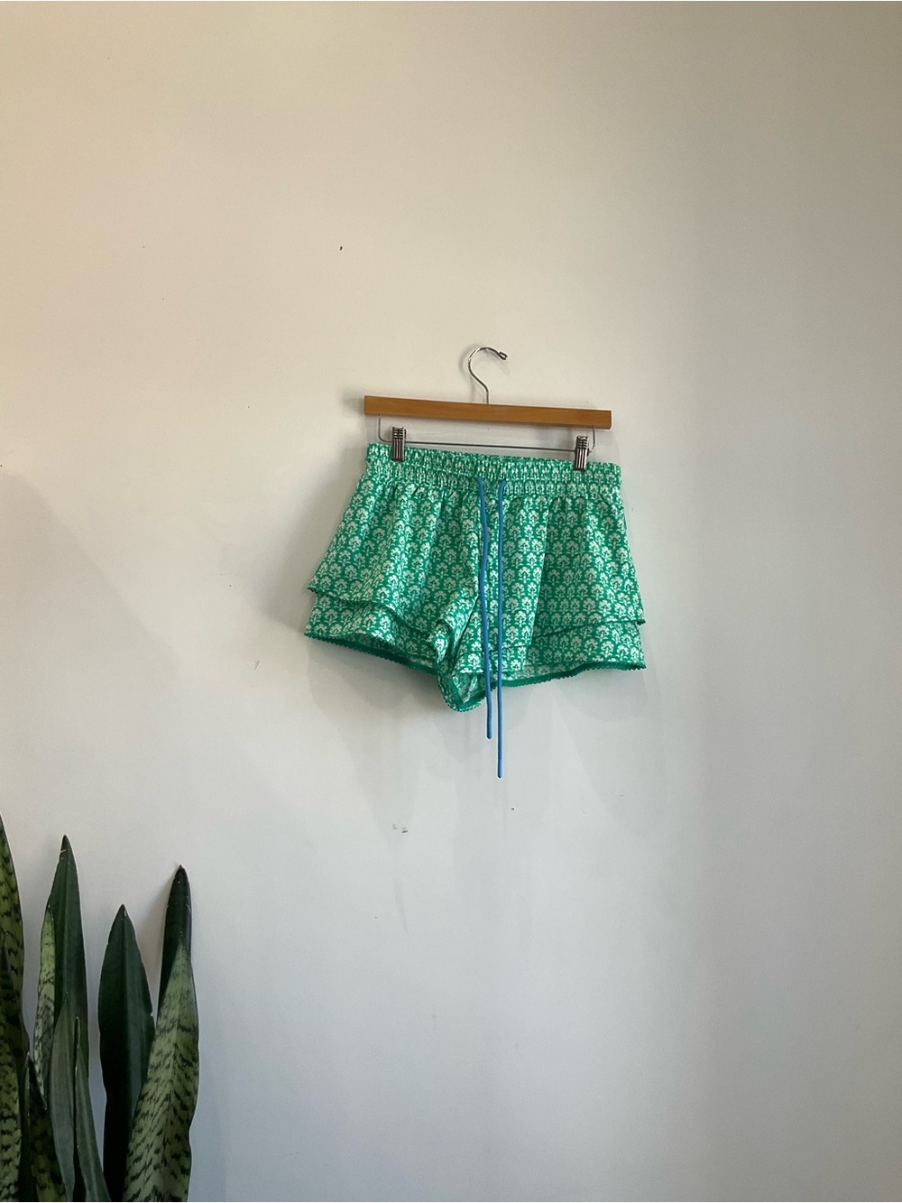 Roller Rabbit Mint Green Floral Ruffle Athletic Shorts